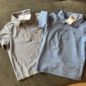 NWT 2T Vineyard Vines Sankaty Performance Kids' Polo Shirt - Gray and Blue